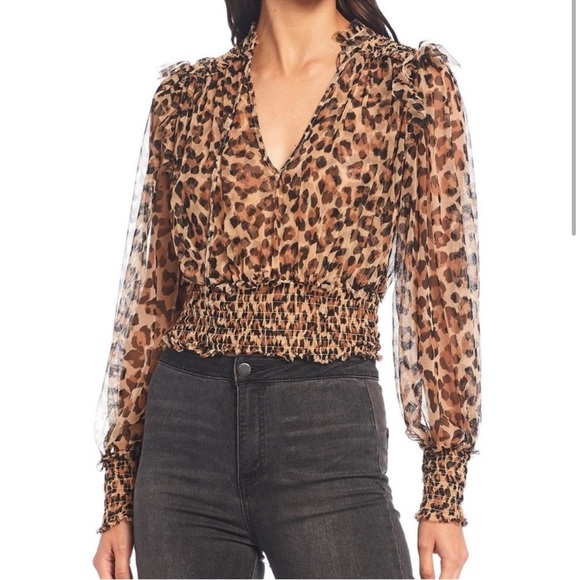 Free People Printed Twyla Leopard Combo Top - Picture 2 of 5